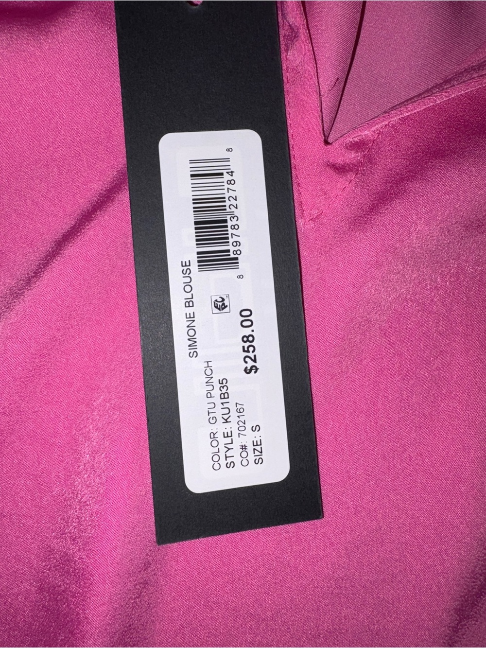 NWT Kobi Halperin Simone Silk-Blend Tie-Neck Blouse - Hot Pink - Picture 5 of 5